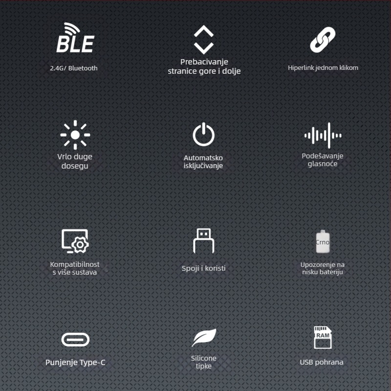 Bežični pokazivač za podučavanje i PPT olovka od aluminijske legure, Bluetooth/2.4G, domet lasera 100 m, valna duljina 650 nm, baterija 180 mAh