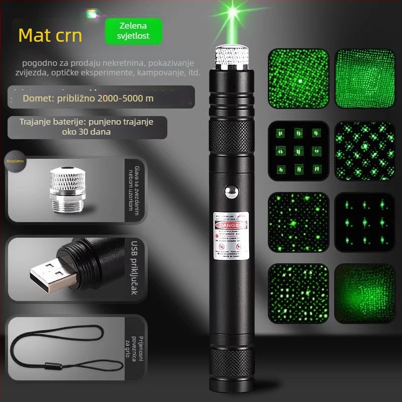 Laserski pokazivač: dugačak domet snopa, punjiv, unaprijeđeni model, jasniji snop