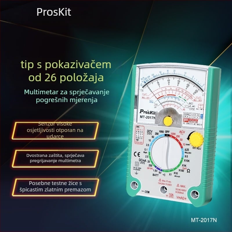 Analogni multimetar MT-2017N/MT-2019-C — visoka preciznost, profesionalna upotreba, ISO 9001 certificirano.
