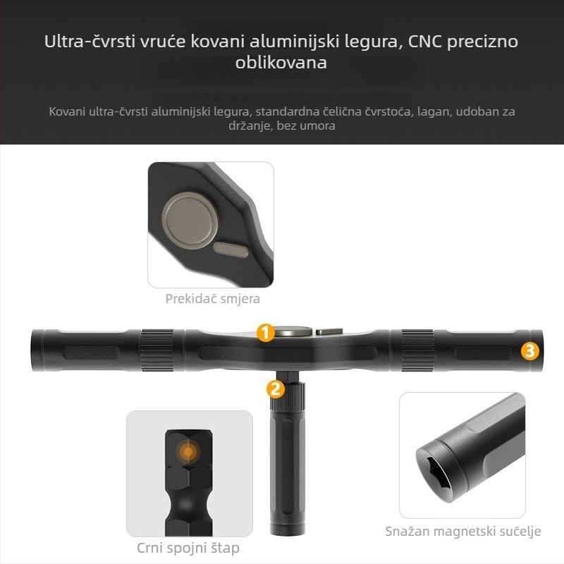 24-u-1 set ratchet odvijača s magnetnim preciznim bitovima i odvojivom ručkom (S2 alatna čelik)