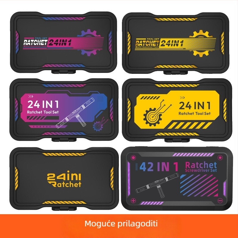 24-u-1 set ratchet odvijača s magnetnim preciznim bitovima i odvojivom ručkom (S2 alatna čelik)