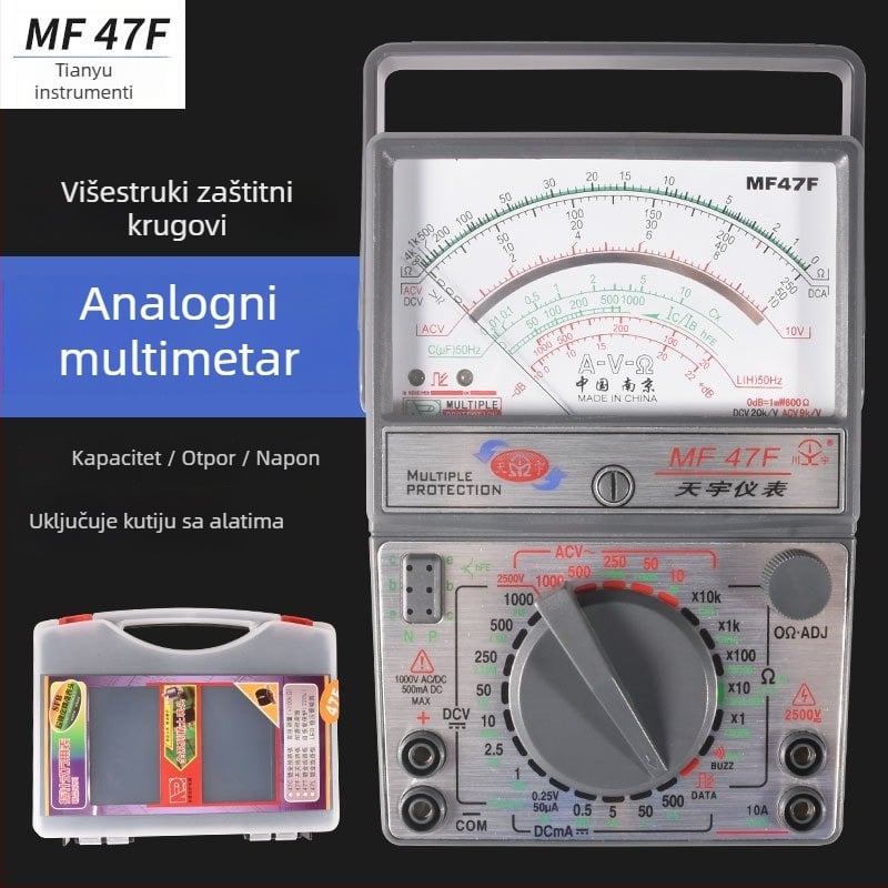 MF47 analogni multimetar s pokazivačem - unutarnji magnetski mehanički sustav, visoka preciznost, UL certificiran, za studente