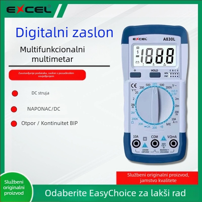 EXCEL digitalni multimetar – ampermetar, mjerenje kapaciteta, prijenosni, precizan instrument