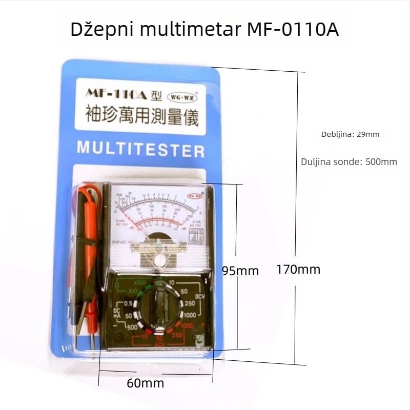 Prijenosni digitalni ampermetar i voltmetar za obrazovanje, kompaktno, 110 A raspon struje