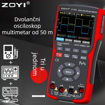 3-u-1 prenosni osciloskop, dvokanalni digitalni multimetar i generator signala