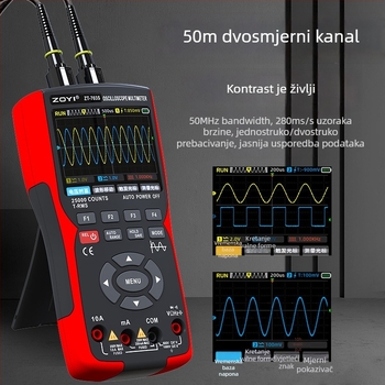 3-u-1 prenosni osciloskop, dvokanalni digitalni multimetar i generator signala