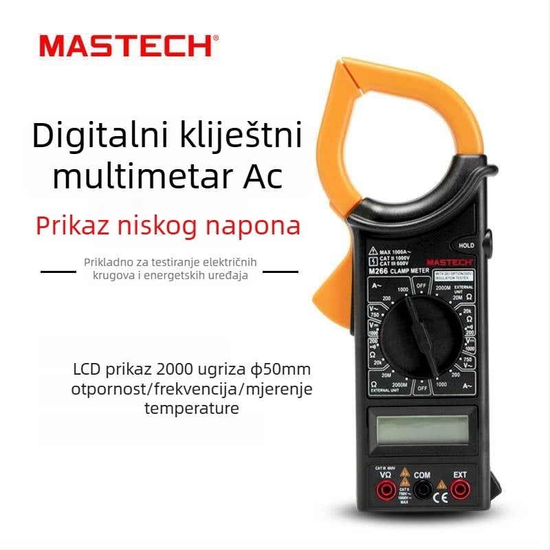 Huayi M266F digitalni klemometar visokog preciznosti, mjerenje AC/DC, test dioda, pohrana podataka