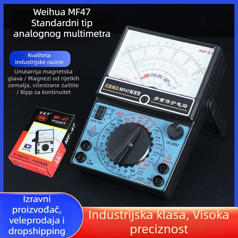 Multimetar MF47, pokazna serija, mehanički instrument, visoka zaštita od sagorijevanja, za profesionalnu upotrebu, brend Nanjing, uključuje testne šipke
