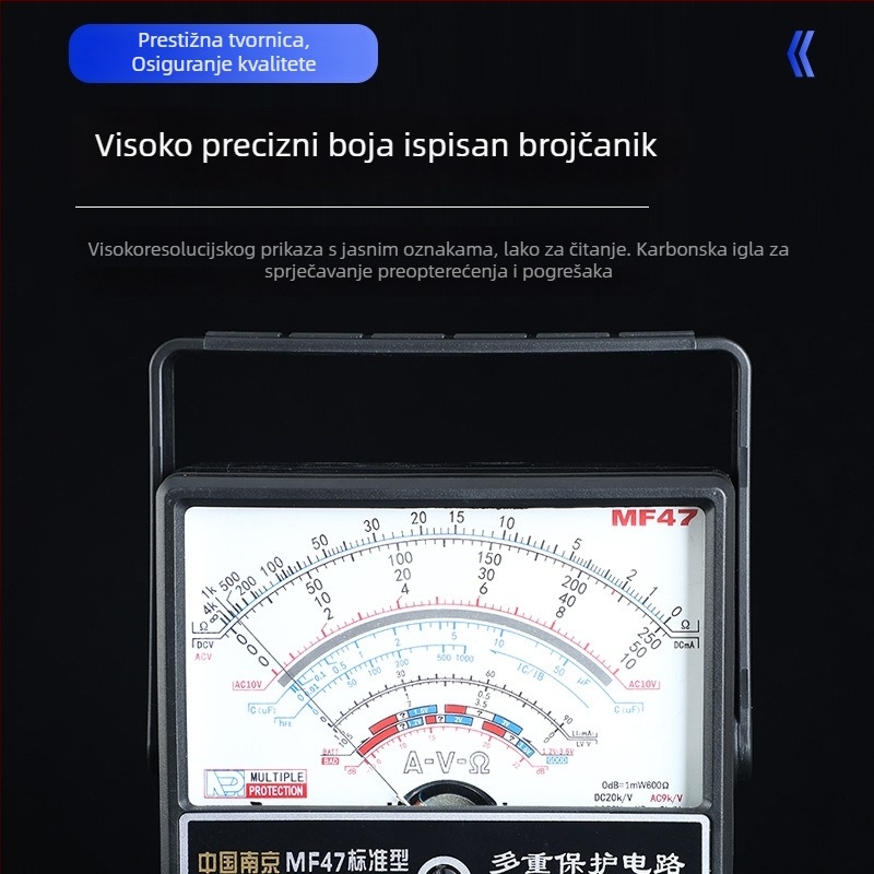 Multimetar MF47, pokazna serija, mehanički instrument, visoka zaštita od sagorijevanja, za profesionalnu upotrebu, brend Nanjing, uključuje testne šipke
