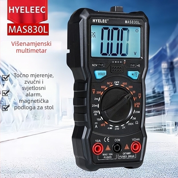 MAS830L Digitalni multimetar s klipom, zaslon 1999 točaka, pohrana podataka, test kontinuitete sa zvukom, test diode