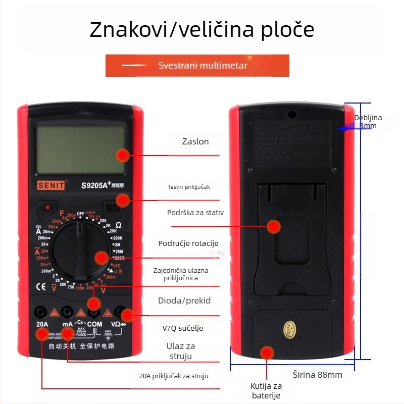 CHKL S9205A digitalni multimetar s automatskim gašenjem, visoka preciznost, izoliran i vatrootporan