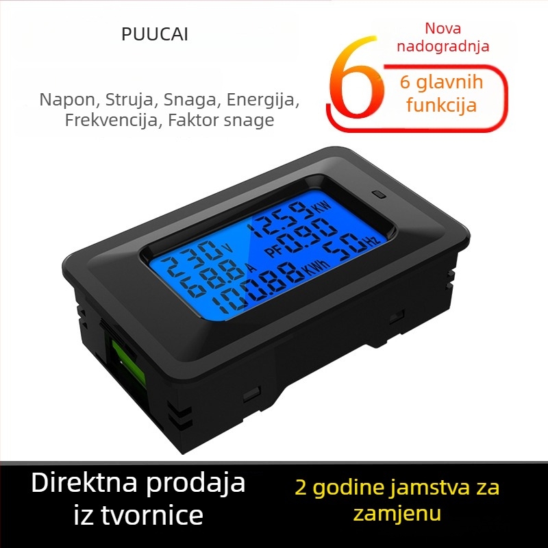 Puucai Mjerač snage: Napetost i struja, Mjerač snage, Frekvencija, Faktor snage, Multimetar
