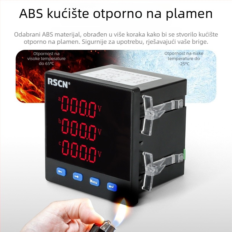 Trofazni višenamjenski mjerač s digitalnim prikazom, RS485 komunikacija, mjeri struju, napon, snagu i frekvenciju