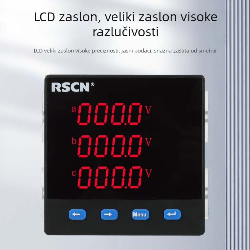 Trofazni višenamjenski mjerač s digitalnim prikazom, RS485 komunikacija, mjeri struju, napon, snagu i frekvenciju