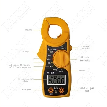Iiakka MT87 Digitalni kleštni multimetar s LCD zaslonom, mjerenje napona, struje i otpora