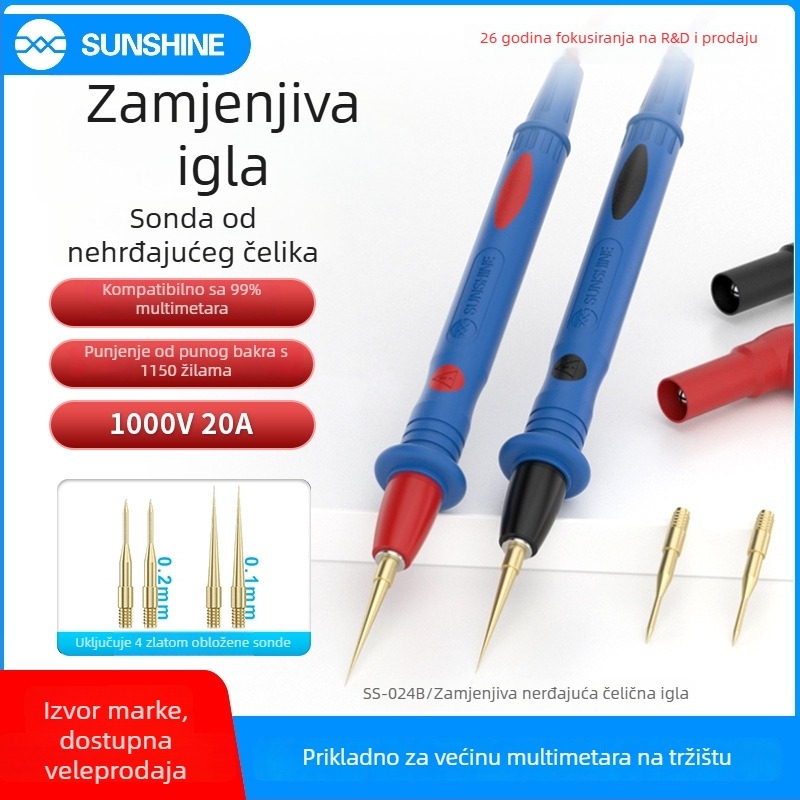Multimetar pero SS-024B s zamjenjivim vrhom, tijelo od nehrđajućeg čelika, mekani silikon grip