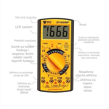 Best digitalni multimetar 9205M+ s memorijom i automatskim načinom rada, univerzalni mjerni alat za početnike, ampermetar