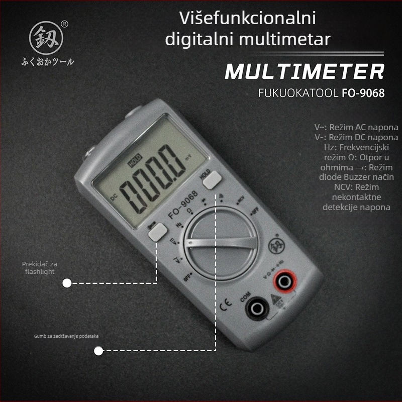 Digitalni visokoprecizan potpuno automatski multimetar za električare, model FO-9068A
