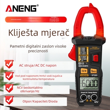 Inteligentni kliještni mjerač, automatski multimetar, visoke preciznosti ampermetar s klipsom, podsvijetljeni digitalni zaslon