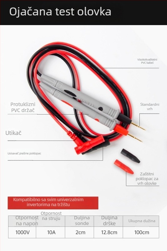 Kabel za multimetar s probama i konektorima, ultraoštrim čeličnim vrhom, silikon vodič, univerzalne i specijalizirane žice, pribor za sonde multimetra