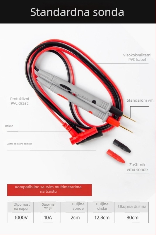 Kabel za multimetar s probama i konektorima, ultraoštrim čeličnim vrhom, silikon vodič, univerzalne i specijalizirane žice, pribor za sonde multimetra