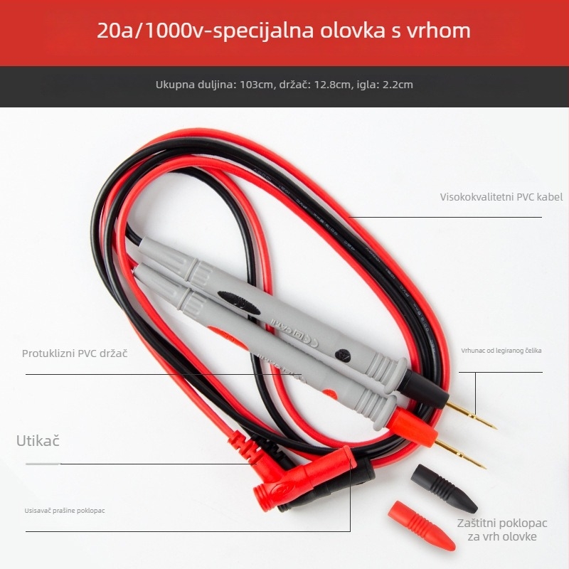 Kabel za multimetar s probama i konektorima, ultraoštrim čeličnim vrhom, silikon vodič, univerzalne i specijalizirane žice, pribor za sonde multimetra