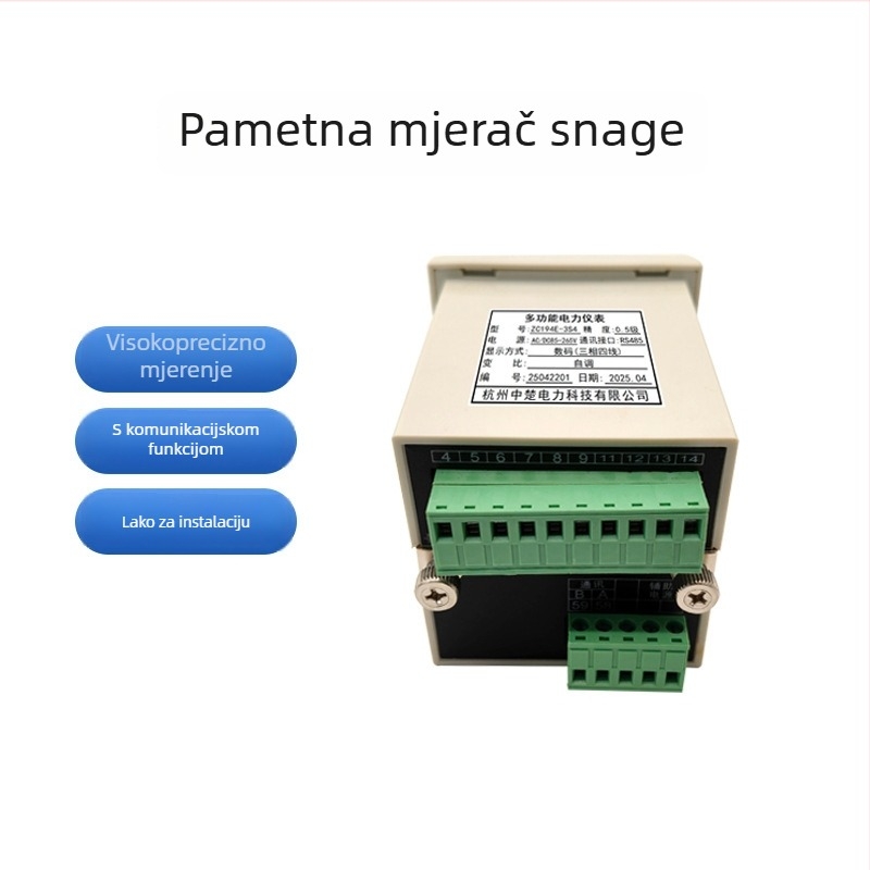 Višefunkcionalni digitalni mjerač snage, trofazni s 3-žilnim ili 4-žilnim spojem, montažni otvori 67/76, LED zaslon, RS-485 komunikacija