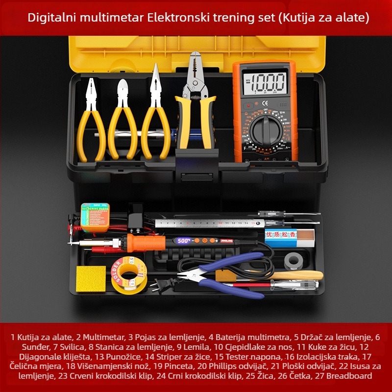 Set za obuku: multimetar i lemilica s digitalnim zaslonom, unutarnje grijanje, kutija alata električara