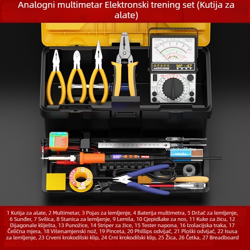 Set za obuku: multimetar i lemilica s digitalnim zaslonom, unutarnje grijanje, kutija alata električara