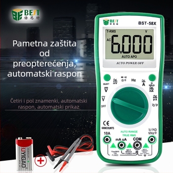 58X digitalni multimetar s automatskim rasponom – mjerenje DC/AC napona, DC/AC struje, kapaciteta i otpora
