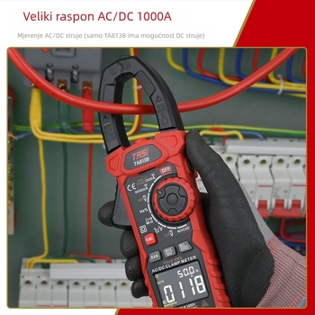 TA813A Klips-metar, Visoko precizan digitalni ampermetar, AC/DC višenamjenski mjerni uređaj, struja do 1000, napon do 1000, otpor 0.1–60 m