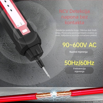 Delixi Electric inteligentni pen-stilni multimetar s bezkontaktnim mjerenjem napona, 600V AC/DC, dvostruka funkcija