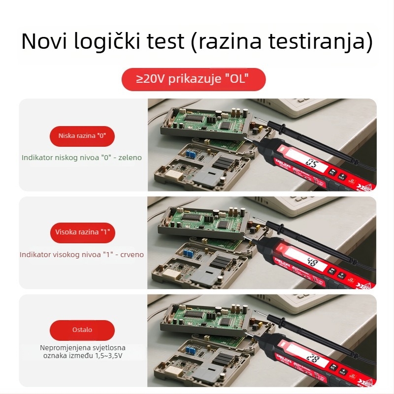 Delixi Electric inteligentni pen-stilni multimetar s bezkontaktnim mjerenjem napona, 600V AC/DC, dvostruka funkcija
