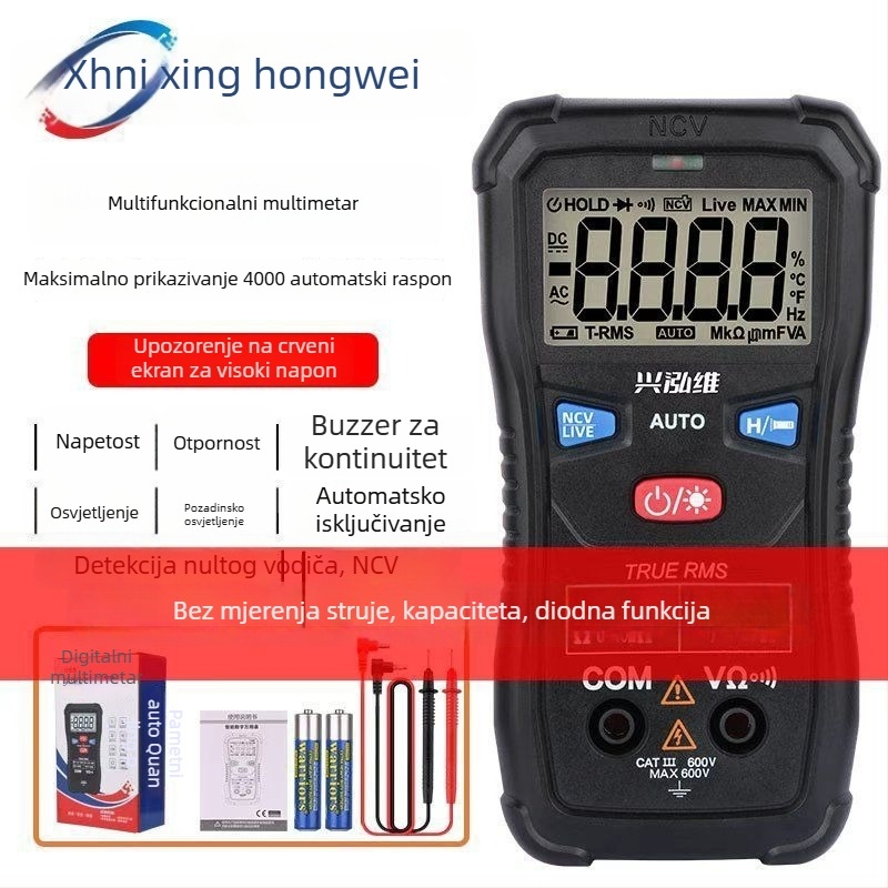 Digitalni multimetar, potpuno automatski, zaštita od izgaranja, višenamjenski, pouzdan alat za električare