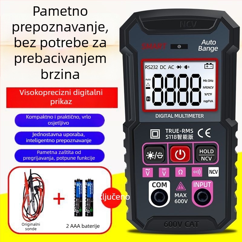 Potpuno automatski digitalni multimetar – visoka preciznost, automatski raspon, zaštita od izgaranja, višenamjenski alat za održavanje električara
