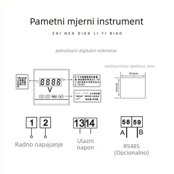 Inteligentni digitalni mjerni uređaj za snagu, kombinirani mjerač struje i napona, model ZC-VA1-96D, s komunikacijskim sučeljem, izlaz 4–20 mA