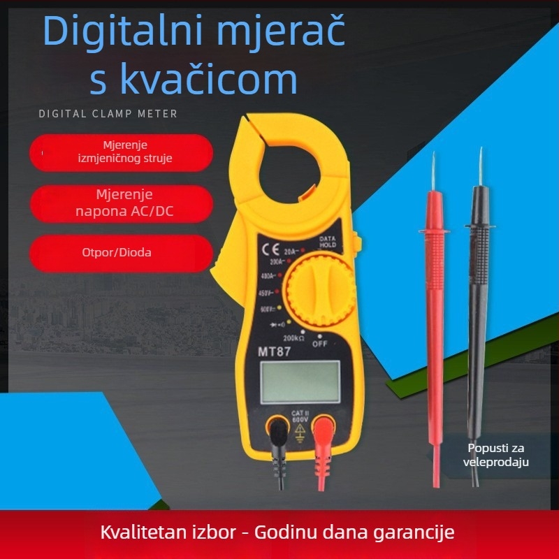 Kompaktni klešta multimetar za električare — mjeri AC struju, AC/DC napon, otpor i kontinuitet