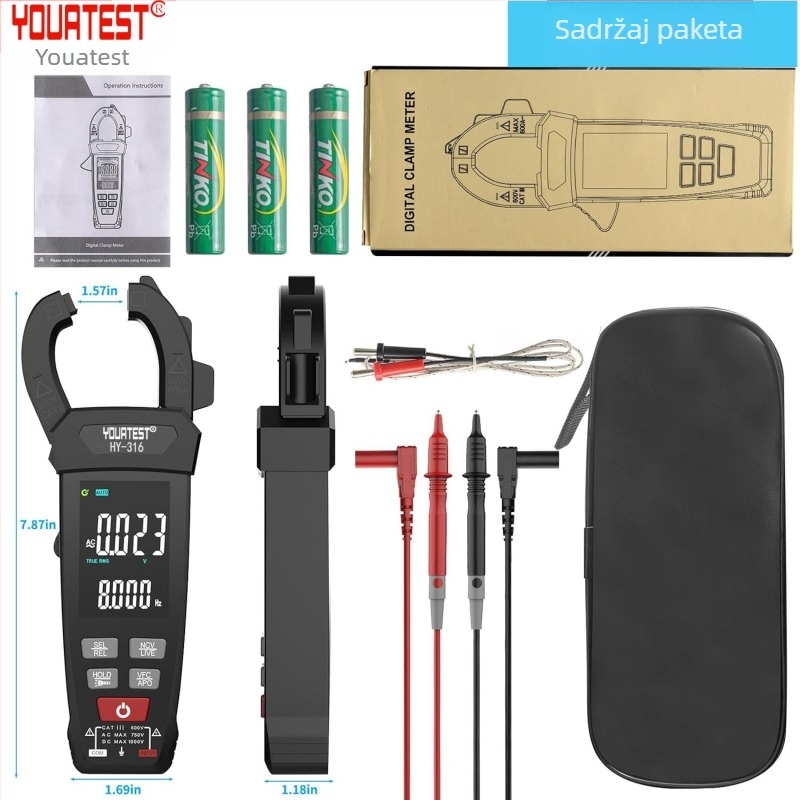 YOURTEST DC Klamp-Metar Digitalni Visoke Preciznosti Veliki Zaslon Višenamjenski Inteligentni Automatski Ampermetar