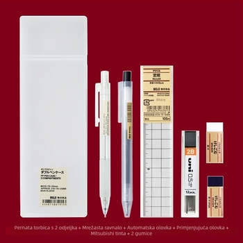 Muji mehanička olovka, 0,5 mm grafit, 2B/HB, prozirno tijelo, plastično kućište, ergonomski dizajn protiv umora