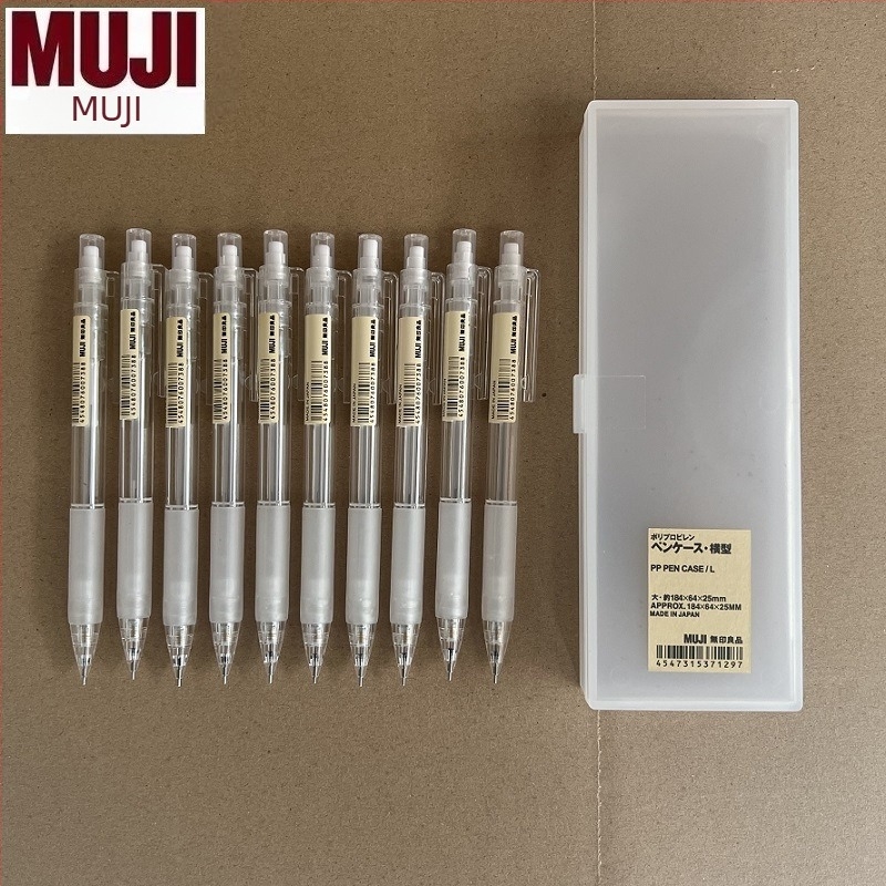 Muji mehanička olovka, 0,5 mm grafit, 2B/HB, prozirno tijelo, plastično kućište, ergonomski dizajn protiv umora
