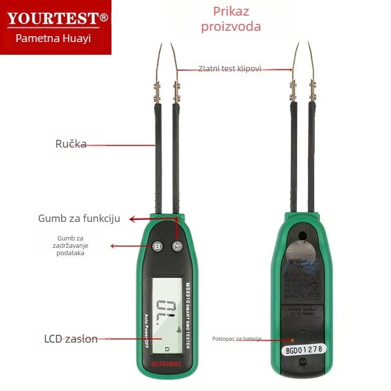 Huayi MS8910A inteligentni klip za testiranje SMD otpornika i kondenzatora s automatskom identifikacijom
