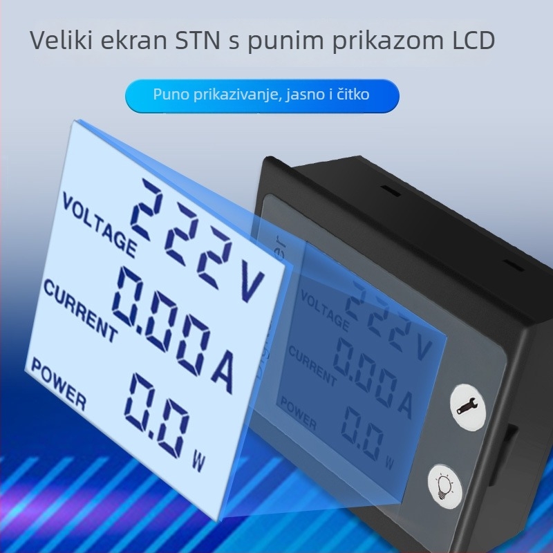 Peacefair AC višenamjenski digitalni voltmetar i ampermetar sa praćenjem snage, napajanje 260 V
