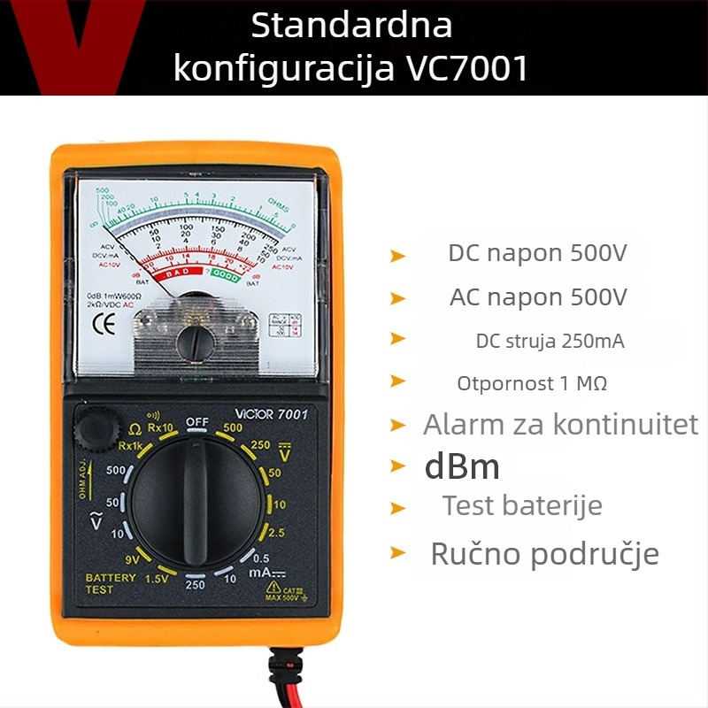 Victorvictory VC7001 MF47 mehanički analogni multimetar – visoka preciznost, tri funkcije