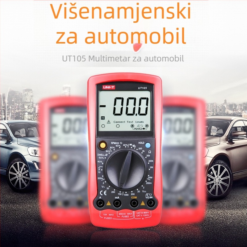 Digitalni multimetar UT105 za održavanje automobila, visoka preciznost mjerenja AC/DC napona i struje, otpor, test diode, pohrana podataka