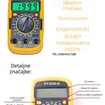 HANDSKIT digitalni multimetar za kućnu i profesionalnu upotrebu, sigurnosni nivo 1, FCC certificirano, 400 Ω otpor, mjerenje AC napona