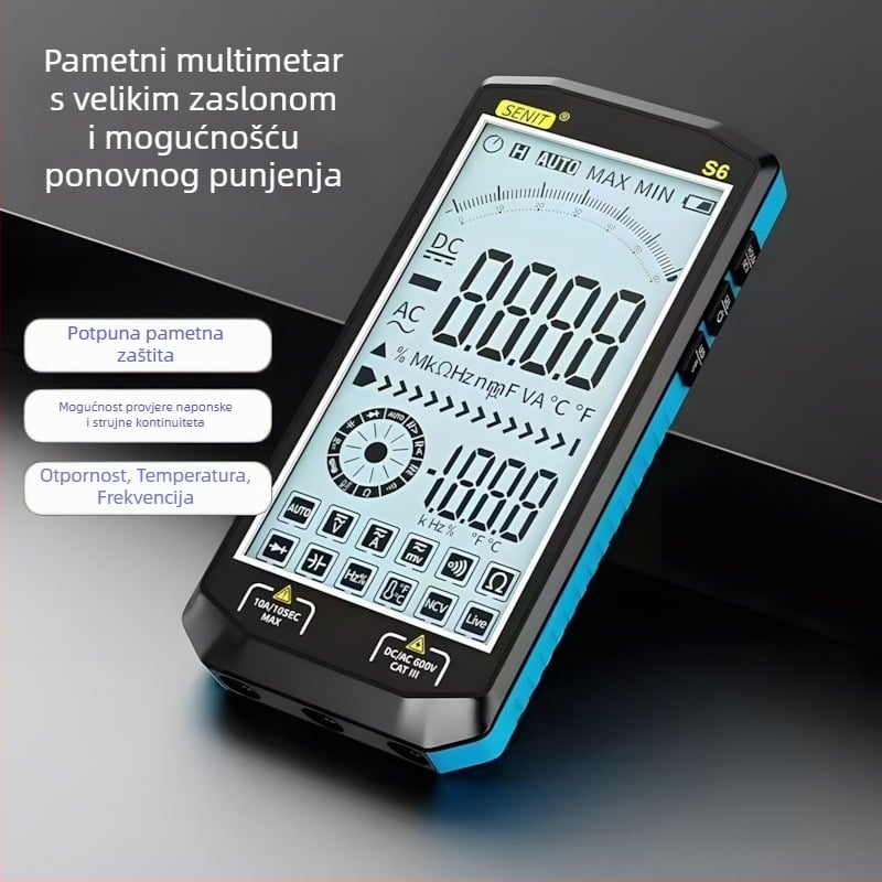 Potpuno automatski punjivi digitalni multimetar visoke preciznosti, zaštita od sagorijevanja, digitalni s velikim zaslonom, za električare u održavanju