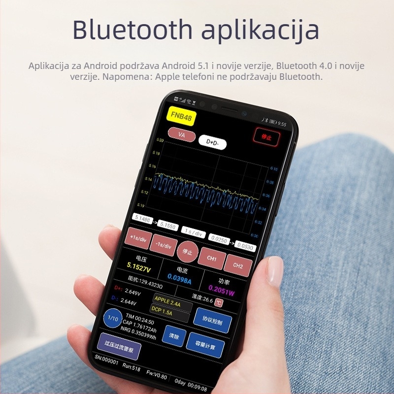 FNIRSI-FNB48S USB voltmetar i ampermetar, višenamjenski tester brzog punjenja, simulator protokola QC/PD