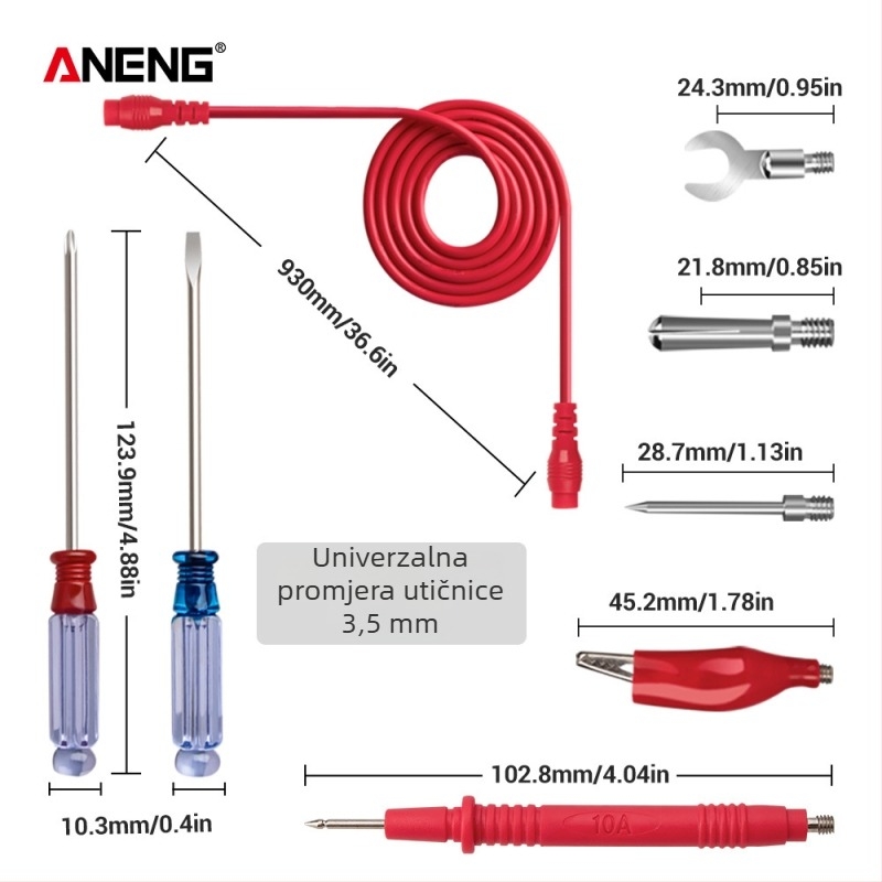ANENG PT1020+ Set sondi za multimetar s zamjenjivim vrhovima za električnu inspekciju i održavanje