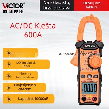 Victor VC606E digitalni kleštni multimetar za AC struju, LCD zaslon, raspon 4A–600A VC606D