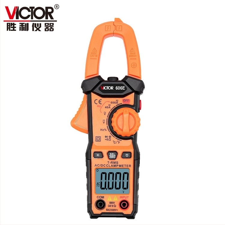 Victor VC606E digitalni kleštni multimetar za AC struju, LCD zaslon, raspon 4A–600A VC606D